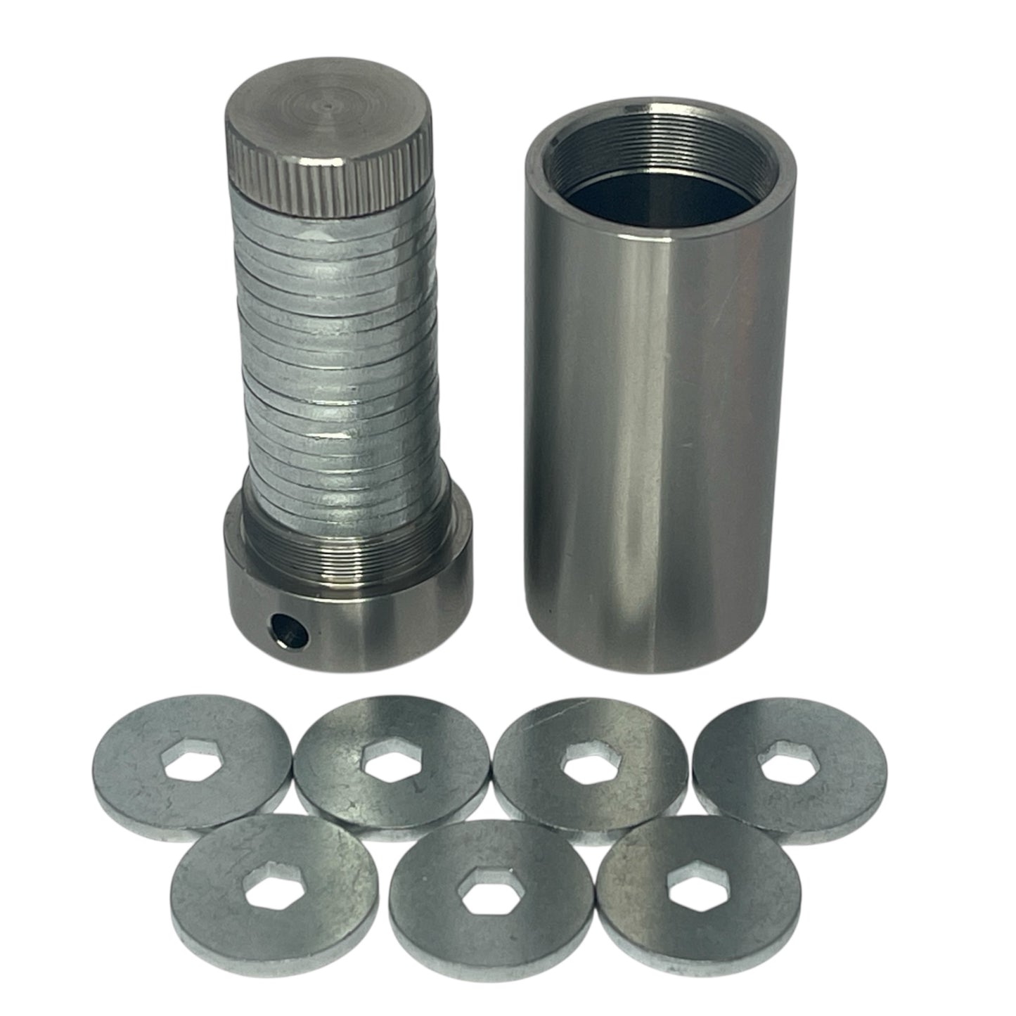 60mm Stainless Steel capsule + 25 hex-washer set