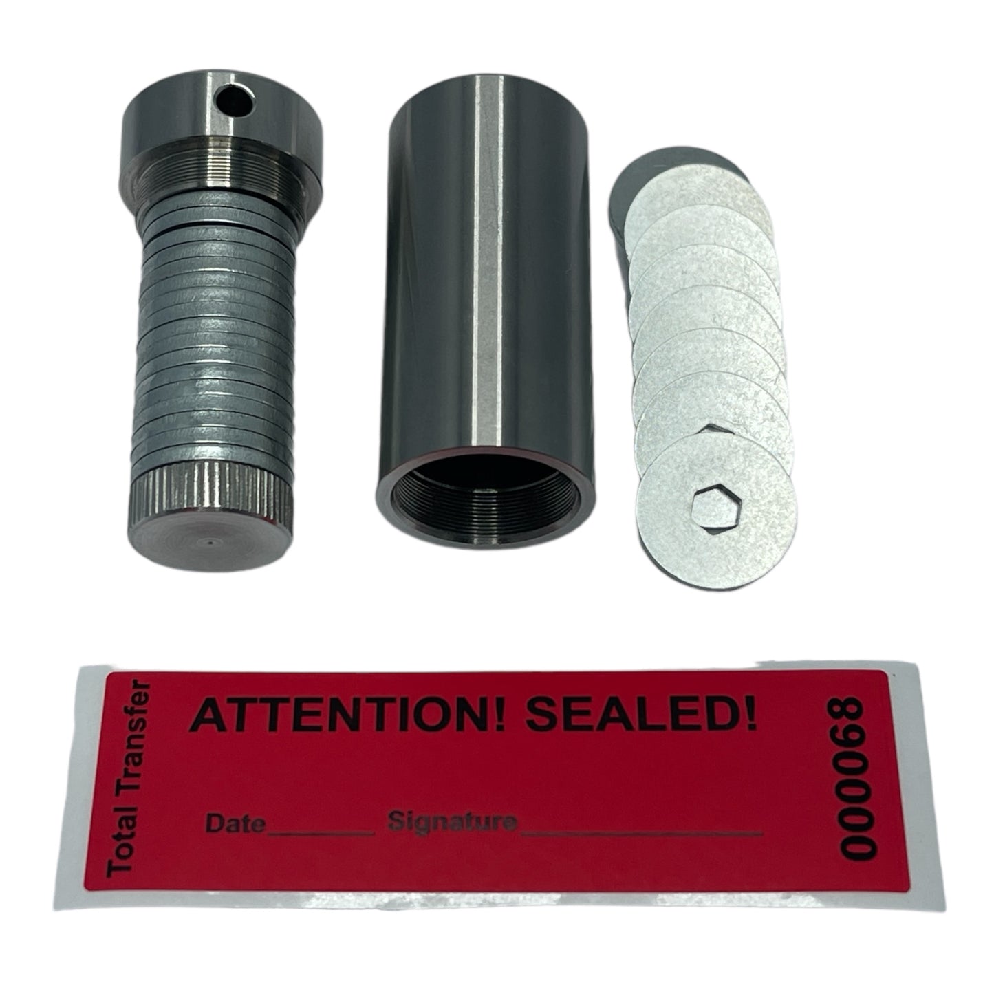 60mm Stainless Steel capsule + 25 hex-washer set