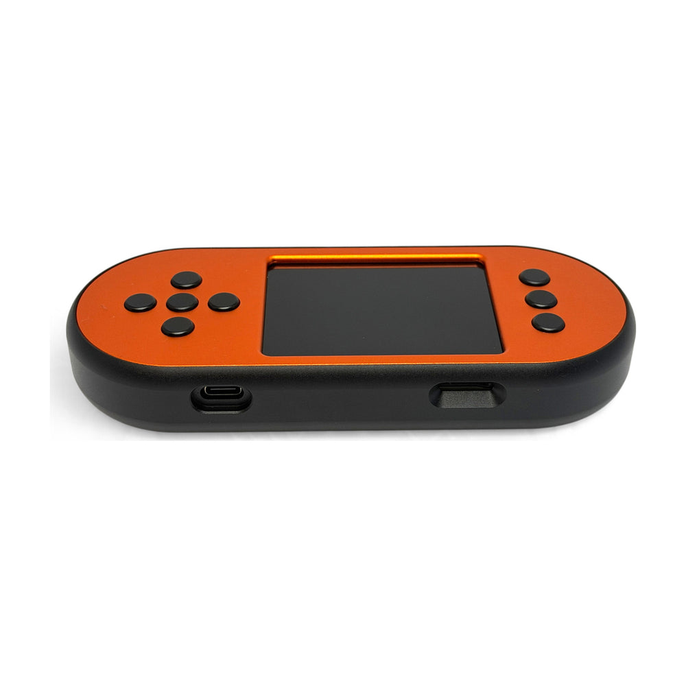 SeedSigner Plus Premium in milled aluminium with an orange faceplate on a black case