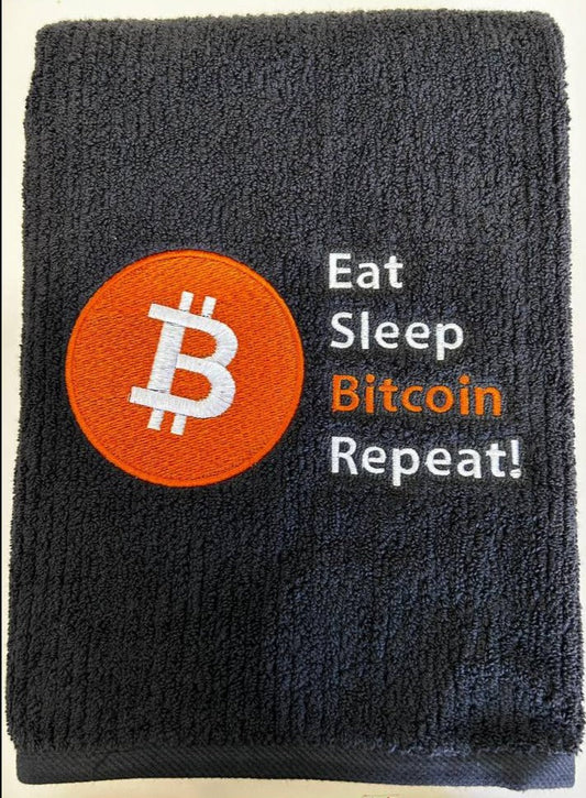 Bathroom Towel - Adult - Eat Sleep Bitcoin Repeat! (Charcoal)