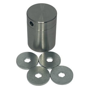 33.5mm Stainless Steel capsule + 12-hex-washer set - front view