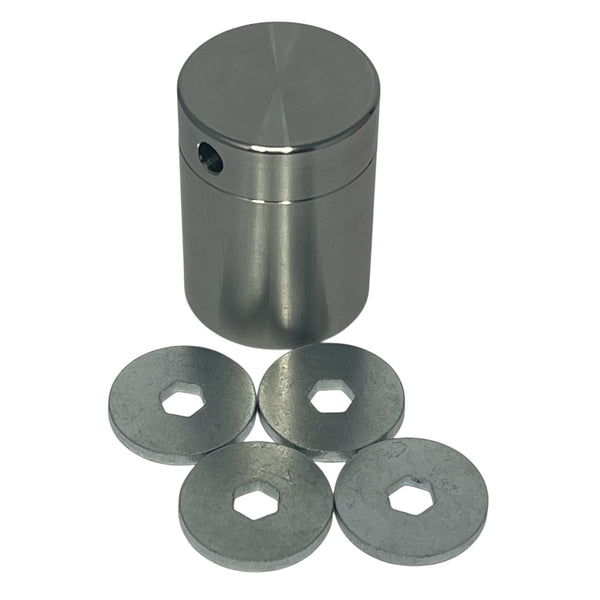 33.5mm Stainless Steel capsule + 12-hex-washer set - front view