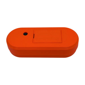 Back of the SeedSigner Plus Battery Edition showing the battery cover and camera