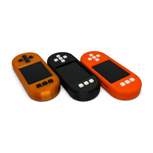 Three SeedSigner Plus Smartcard Edition devices in translucent orange, black and orange