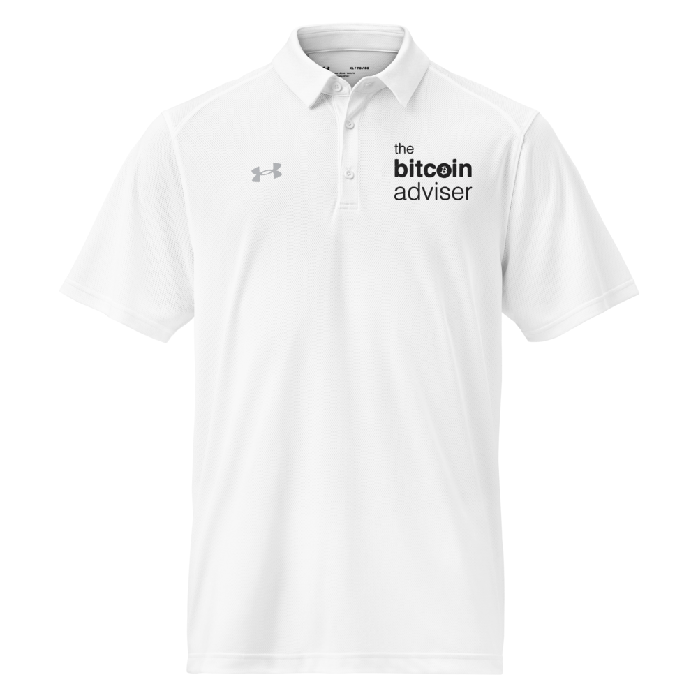 TBA x UA Polo, White, black wordmark left chest