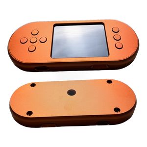 Seedsigner+ Metal in Citrus Orange, front and rear views
