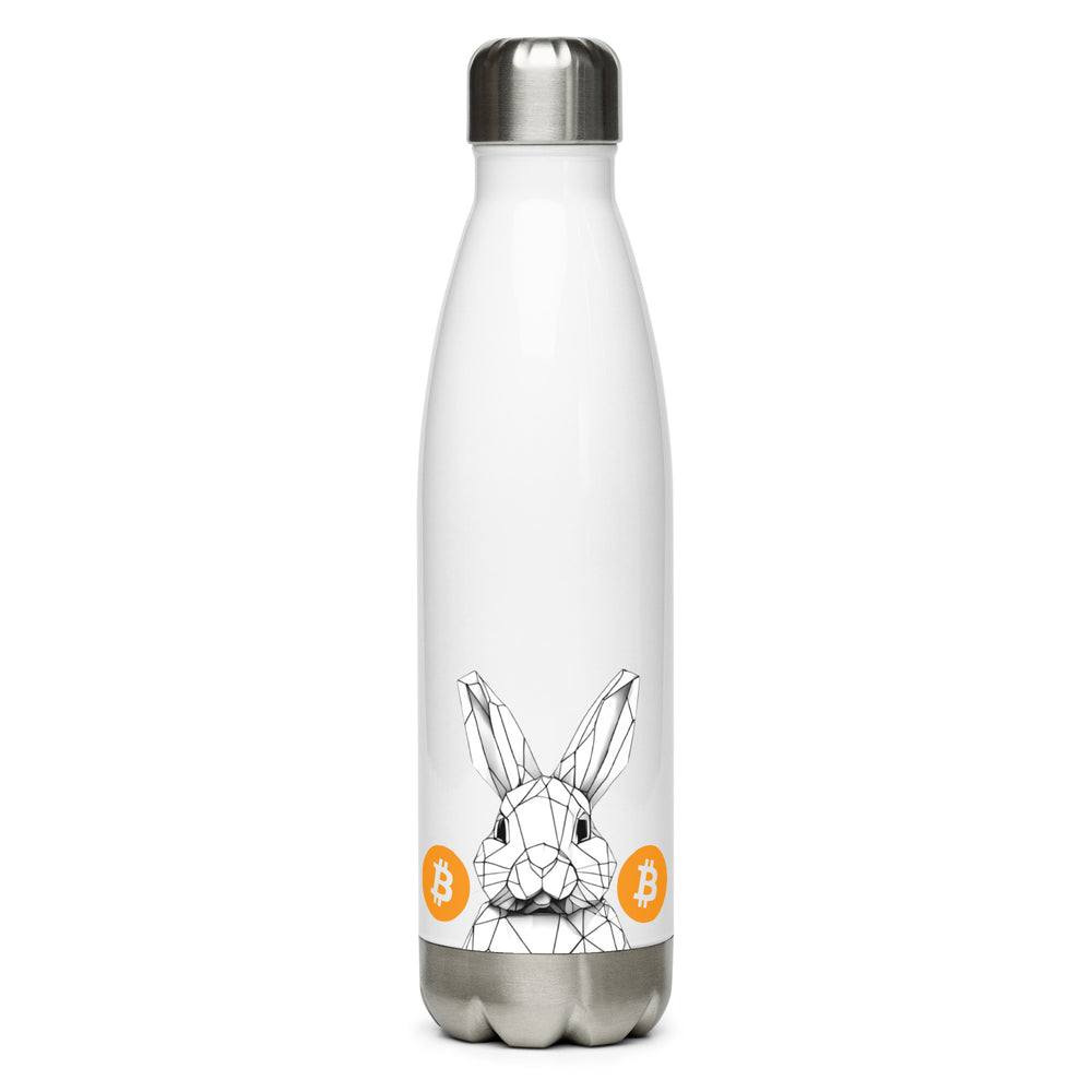The White Rabbit Bitcoin Water Bottle - front view