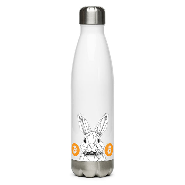 The White Rabbit Bitcoin Water Bottle - front view