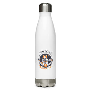 I Love Cats and Bitcoin Water Bottle - detail view