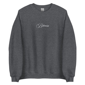 Cursive Bitcoin Sweatshirt - lifestyle view
