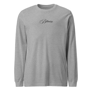 Cursive Bitcoin Long Sleeve Tee - side view