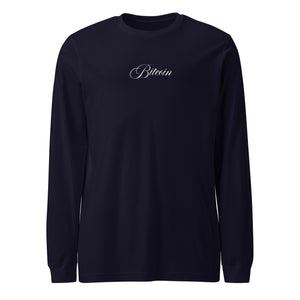 Cursive Bitcoin Long Sleeve Tee - back view