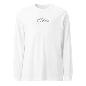 Cursive Bitcoin Long Sleeve Tee - detail view