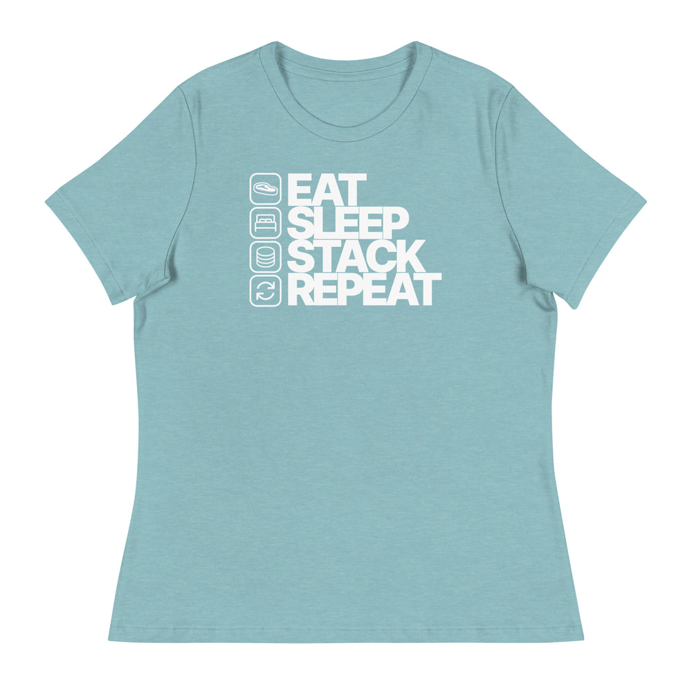 Eat Sleep Stack Repeat Women's Relaxed Tee - front view