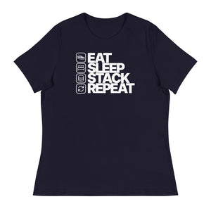 Eat Sleep Stack Repeat Women's Relaxed Tee - back view